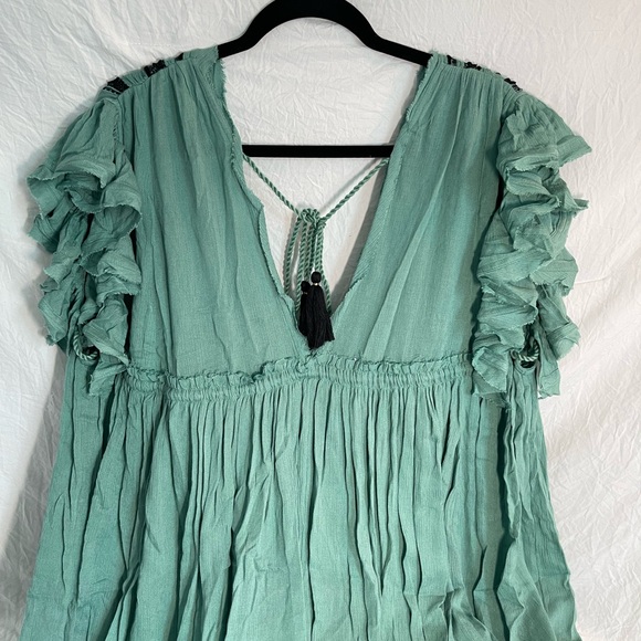 Free People Green Bali Will Wait For You Boho Style Dress Size X-Small - Picture 10 of 11